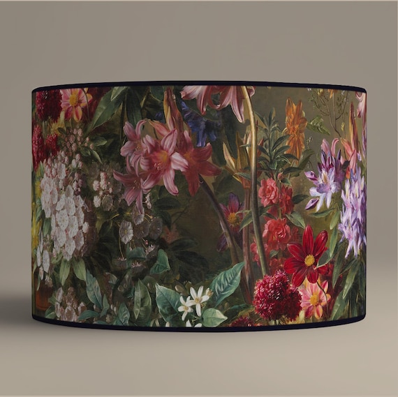 Lampshade for table lamp – Vintage Botanical Flower Design – Available as a table lamp or pendant light.