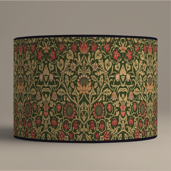 William Morris–style Lampshade, Arts & Crafts Design – Vintage Floral Shade Reimagined – Available as a Table Lamp or Pendant.