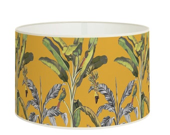 Exotic Jungle Lampshade, Banana Leaf Lampshade, Tropical Bird Light Fixture, Tropical Ambiance, Available in Lampshade and Pendant