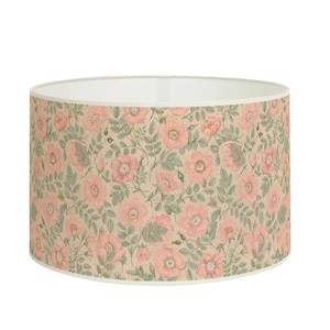 Lampshade for table lamp or pendant lamp - Handcrafted lampshade - Vintage floral pattern lampshade, Pink and Green