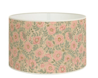 Lampshade for table lamp or pendant lamp - Handcrafted lampshade - Vintage floral pattern lampshade, Pink and Green