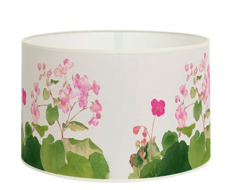 Japanese Begonias Suspension Lampshade, Watercolor Floral Design, Zen and Natural Decoration, Available in Lampshade and Suspension.