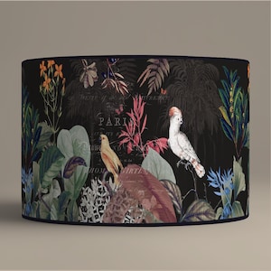 Exotic birds lampshade, Jardin des Plantes Paris, vintage botanical lampshade – Available as table lamp or pendant light.
