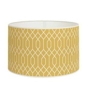 Lampshade Contemporary Mustard Yellow and White, Geometric Pattern, Home Decoration, Available in Lampshade and Pendant