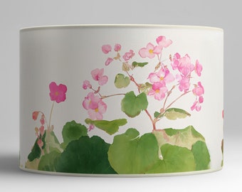 Japanese Begonias Suspension Lampshade, Watercolor Floral Design, Zen and Natural Decoration, Available in Lampshade and Suspension.