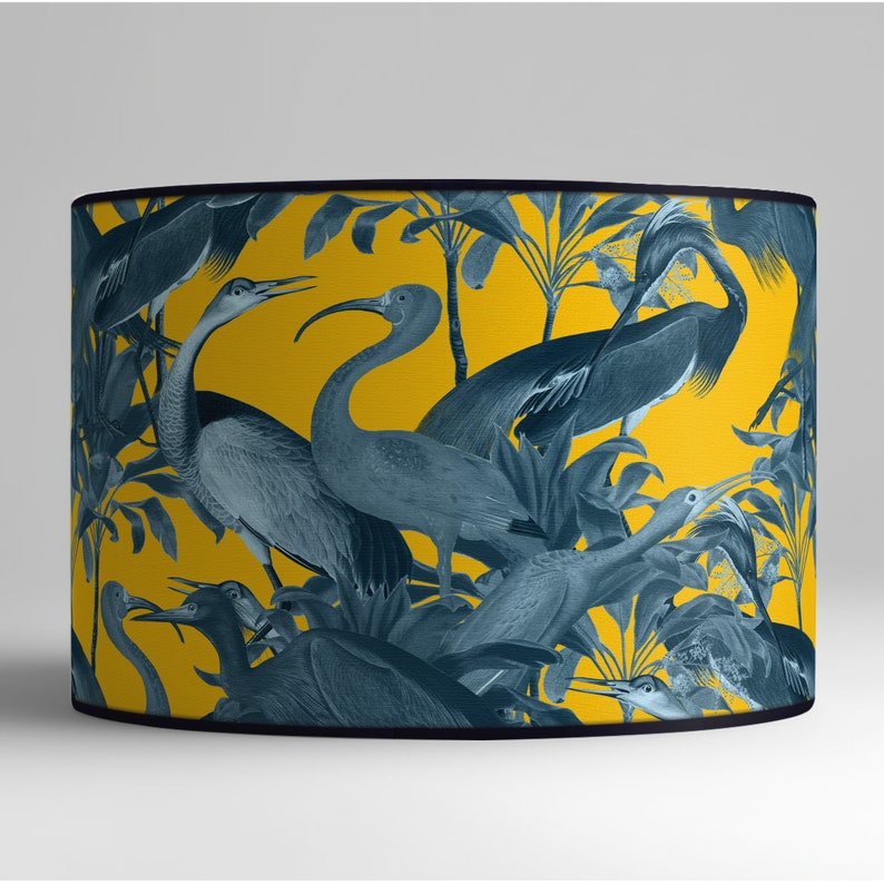 Vintage lampshade birds and retro atmosphere, lighting accessory, handcrafted lampshade for retro interior design. Vintage atmosphere image 2