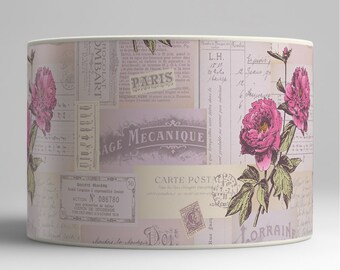 Lampshade with flowers and vintage style paper - Retro decor - Papier 360 Gr Nontissé