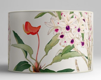 Watercolor Floral Orchid Lampshade, Artistic Lighting for Elegant Decoration, Available as a Lampshade or Pendant.