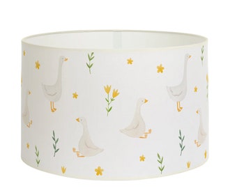 Lampshade goose and flower, Children's fabric light, Baby room decoration, Pastel lighting fixture, Available Lampshade and Pendant Light.