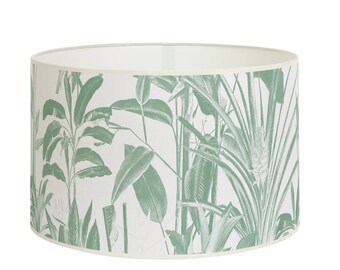 Lampshade Botanical Fabric, Bananas and Pineapples Soft Green Color for a Natural and Zen Ambiance, Available as Lampshade and Pendant Light
