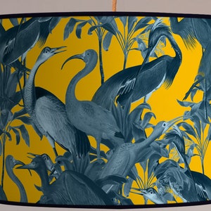 Exotic heron illustration on decorative lampshade