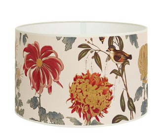 Lampshade for table lamp or Pendant lampshade - Handcrafted lampshade - Floral pattern with birds