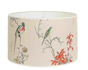 Abat-jour style Asie avec motif d'oiseau et fleurs de cerisier - Décoration intérieure élégante zen, Disponible en Abat-jour et Suspension