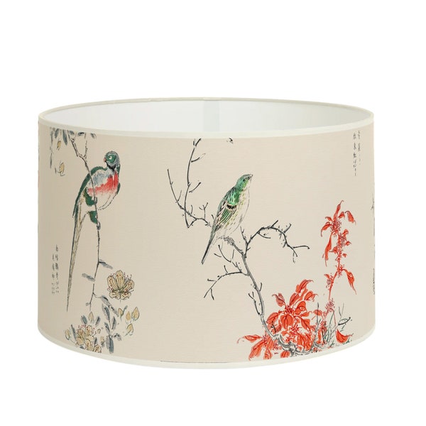 Abat-jour style Asie avec motif d'oiseau et fleurs de cerisier - Décoration intérieure élégante zen, Disponible en Abat-jour et Suspension