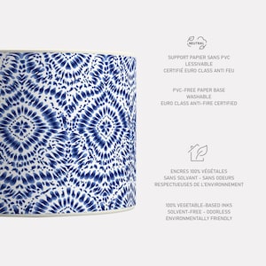 Lampshade for lamp or ceiling suspension Motifs blue, Batik Tie dye blue Solvent free vegetable-based inks image 4