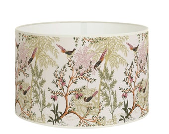 Lampshade for table lamp or Pendant lampshade - Handcrafted lampshade - Bird and branch motifs
