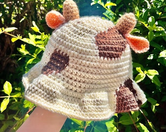 Custom Crochet Cow Bucket Hat (Made to Order)