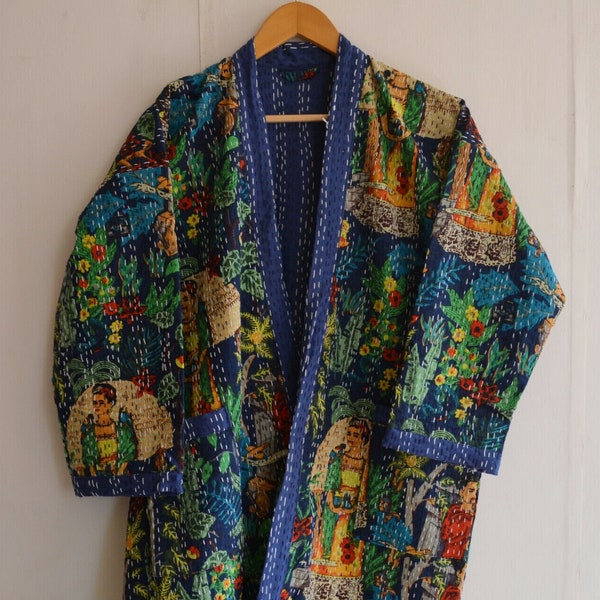 Indian Kantha Quilt Kimono Kantha Quilt Cotton Robe Kimono Dress Quilt Women's Handmade Special Kimonos