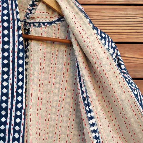 Handmade Kantha Quilt Jacket, Recycled Boho Outerwear, Quilted Coat, Sustainable Ethnic Jacket, Fashionable Women's Jacket
