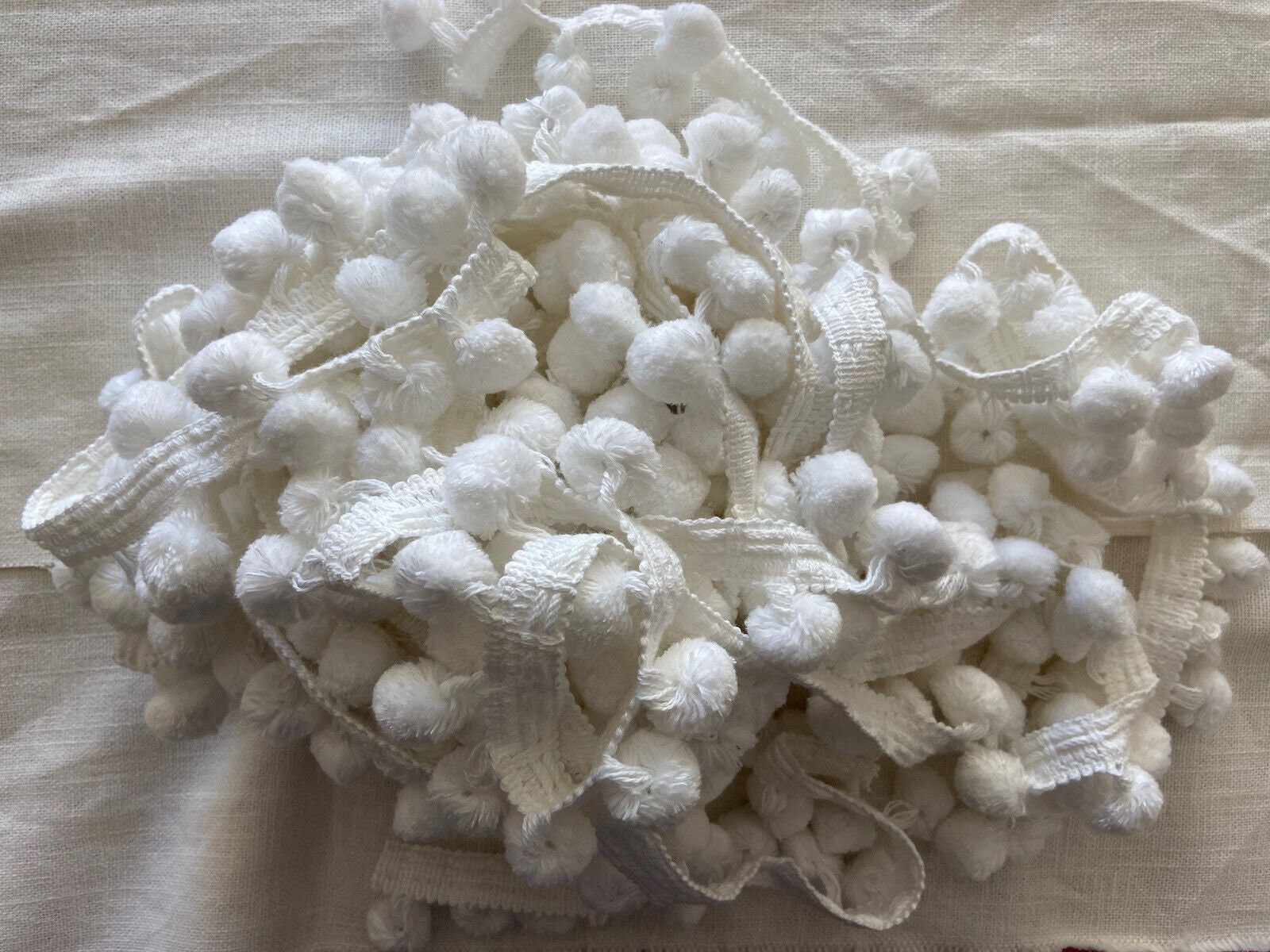White Pom Pom Fringe Trim, Add to Seam of Cushions, Curtains & Base of  Blinds, Hellis