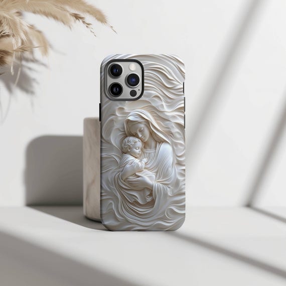 Virgin Mary Baby Jesus Phone Case | iPhone, Samsung, & Pixel Cover (Snap, Tough, MagSafe Tough)