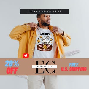 Lucky Casino Tee, Gamblers Shirt, Funny Joke Vegas T-Shirt, Unisex Heavy Cotton, Casino Lover Gift