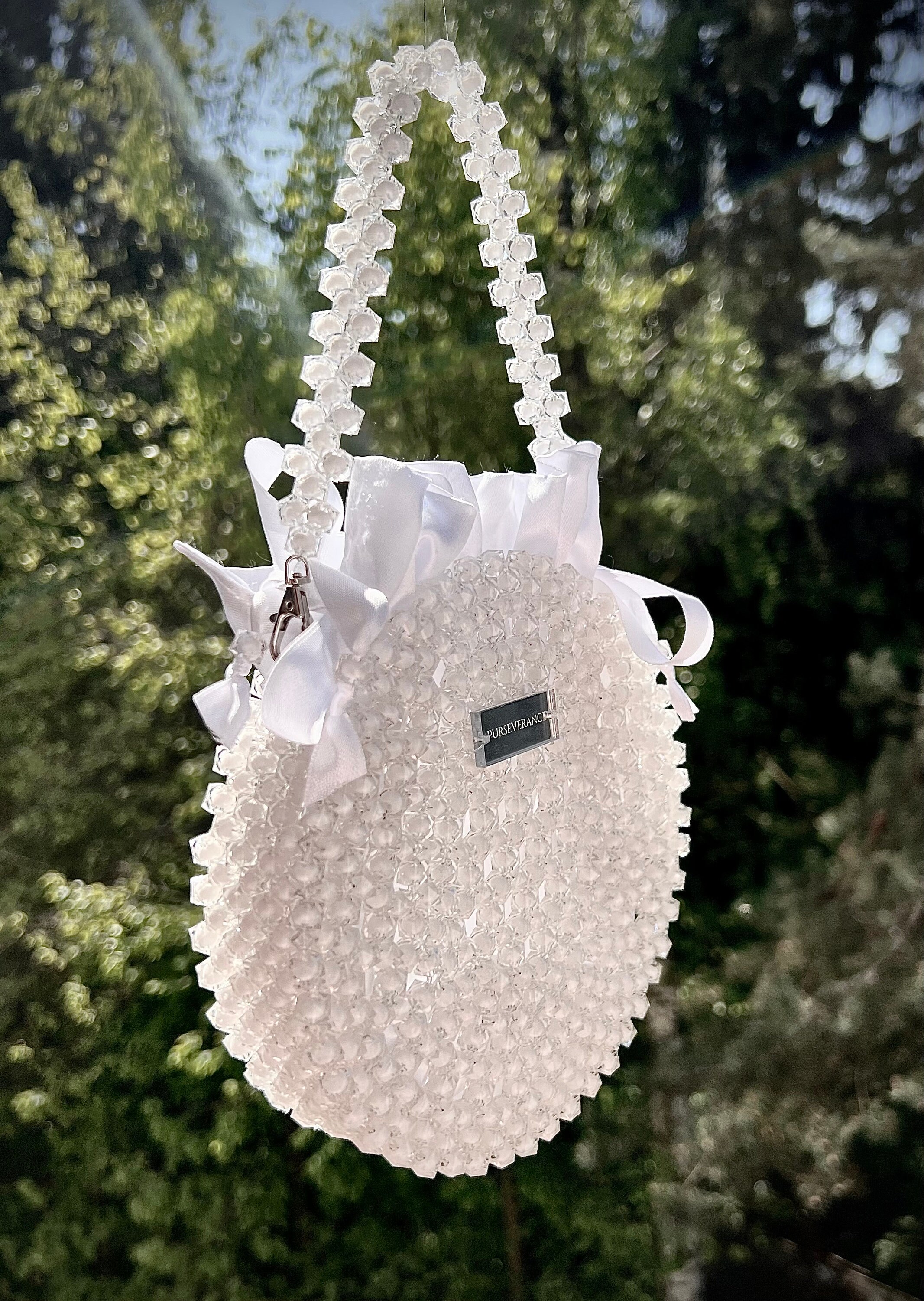 Beaded white bag