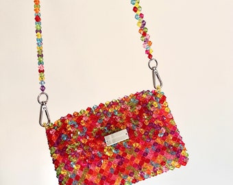 Rainbow bead bag, beaded bag, purse, unique gift, special gift, style 2023