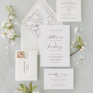 Minimalist Wedding Invitation Suite, Wedding Invitations, Canva Template, Script Wedding Invitation, Classic Wedding Invitation, Digital