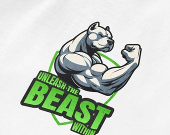 Muscular Pitbull T-Shirt – "Unleash the Beast Within" Fitness Motivation Tee