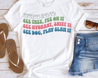 Fun Pittie's Rules Tee: A Dog's Playful Life in Simple Rules!