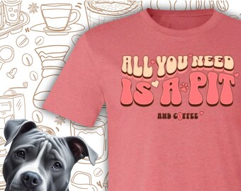 Paws, Perk, and Pibble Love: Adorable Pitbull and Coffee Tee