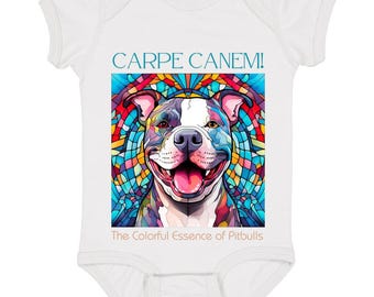 Body de bebé Pitbull vibrante ¡Carpe Canem! – Mono para bebé adorable (6-24 meses)
