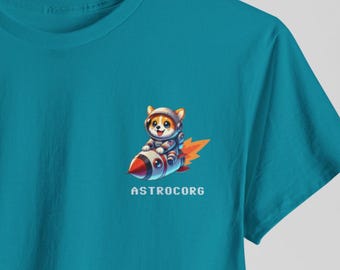 Corgi Astronaut Shirt, Pembroke Welsh Corgi Space Tee, Dog Lover Gift, Unisex Cotton T-Shirt