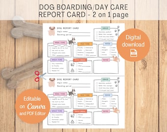 Dog Boarding Report Card, Pet Sitter Form, Doggy Daycare Printable (Editable PDF)