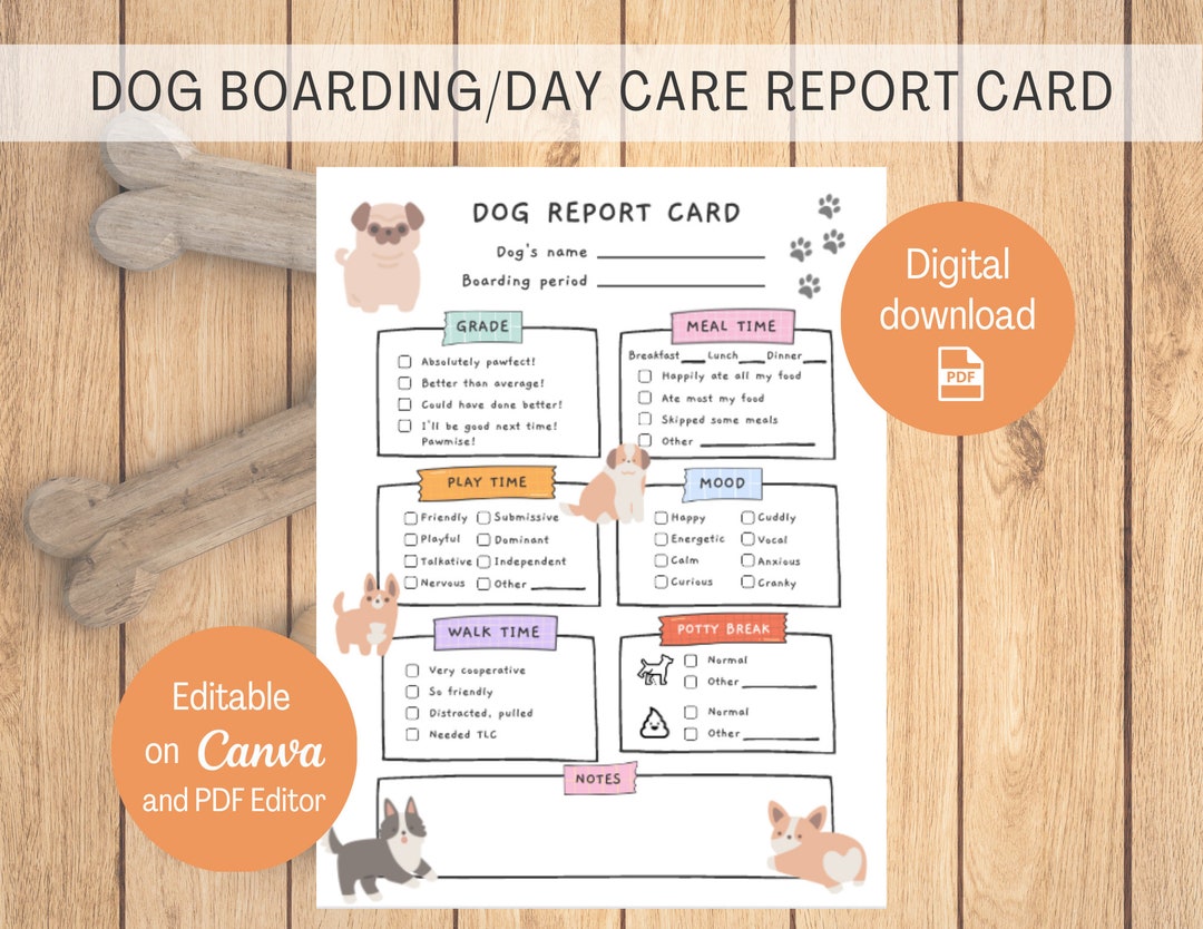 Dog Boarding Report Card Dog Daycare Report Card Pet Sitter Card US dog-boarding-report-card-dog-daycare-report-card-pet-sitter-card-us