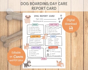 Dog Boarding Report Card, Pet Sitter Form, Daycare Printable (Digital Download)