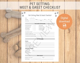 Pet Sitter Meet & Greet Checklist, New Client Intake Form (PDF Download)