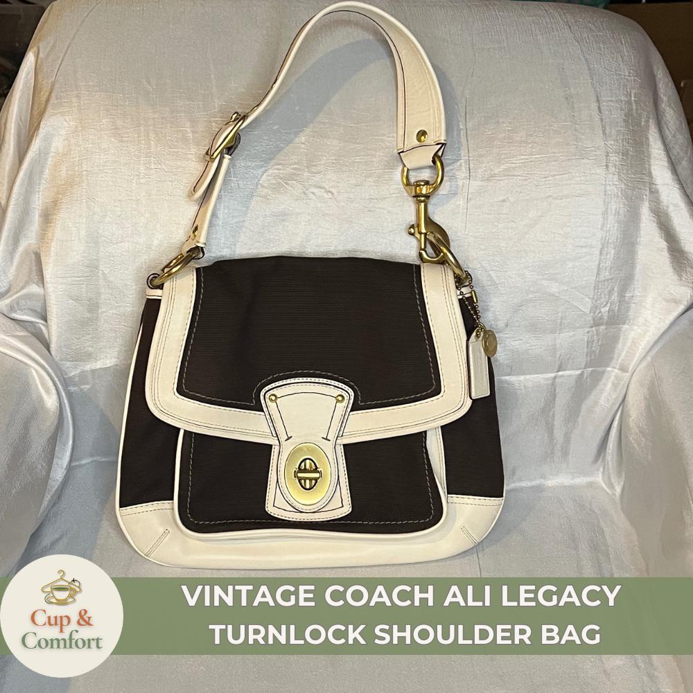 バッグ Coach Legacy TurnLock 65th Shoulder bag COACH Legacy 65th Anniversary Turnlock Shoulder Bag Beige Black