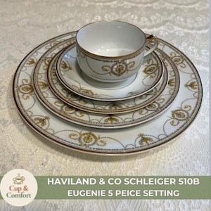 Antique Haviland Limoges Porcelain 5-Piece Place Setting: Eugenie Schleiger 510B