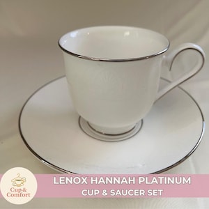 Lenox Hannah Platinum Footed Cup & Saucer Set| Debut Collection| Fine Bone China