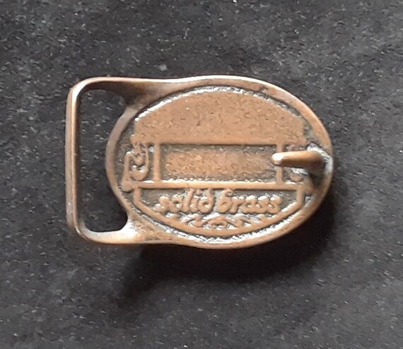 Tech-ether shark inlay domed Indian coin brass bu… - image 4