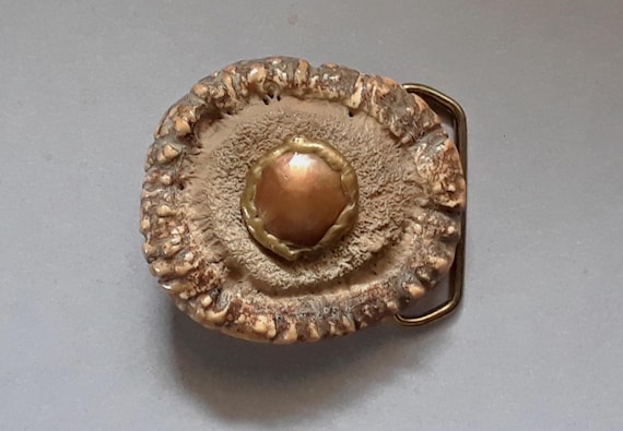 Antler burr inlaid copper torched brass by DB