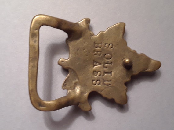 Vintage solid brass leaf buckle - image 2