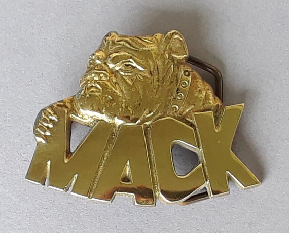 Mack truck bulldog vintage brass buckle - image 1