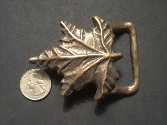 Vintage solid brass leaf buckle - image 3