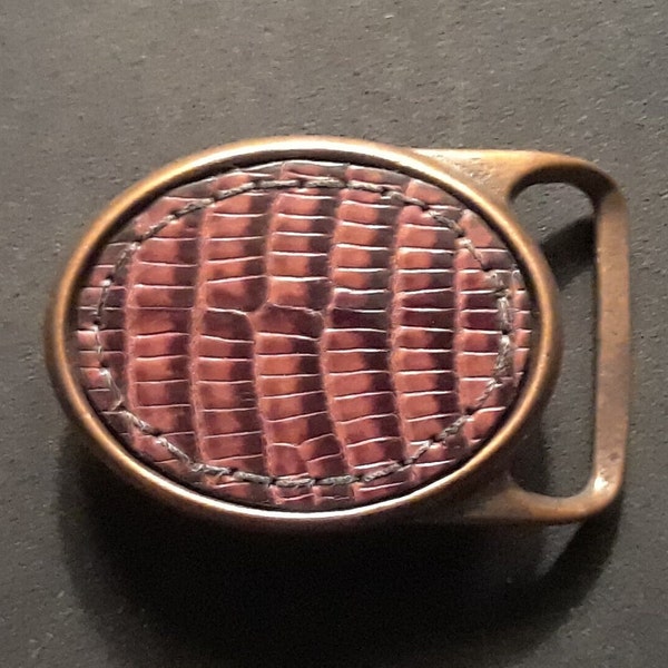 Lizard inlaid Tech ether brass buckle