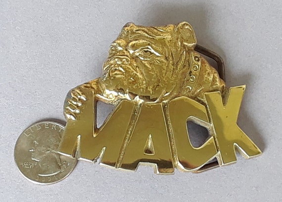Mack truck bulldog vintage brass buckle - image 2