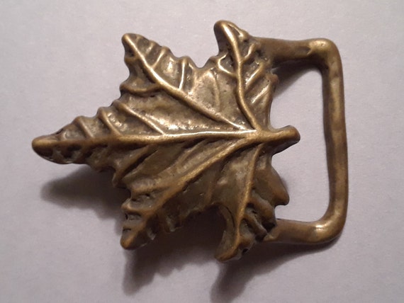 Vintage solid brass leaf buckle - image 1