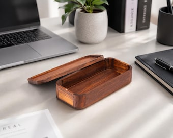 Handcrafted Walnut Wood Box: Home Decor Storage Organizer